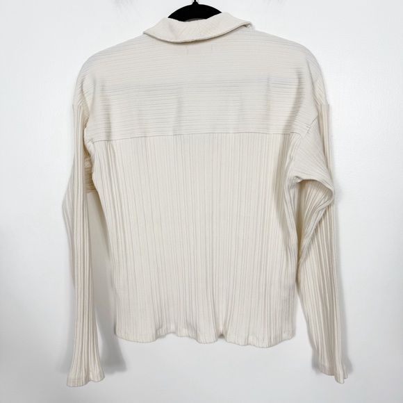 Madewell Variegated Rib Boxy Polo Shirt in Antique Cream N0377 Size Medium - Picture 7 of 7